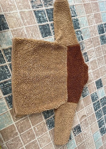 12-18 Ay Beden Fermuarlı Kahverengi Erkek Çocuk Peluş Ceket