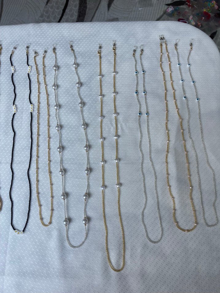 Nazar boncuklu, incili ,kristal boncuklu gözlük askıları - Görsel 2