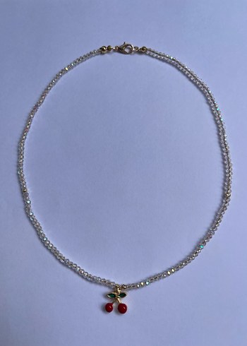 Kristal boncuklu kiraz kolye - Görsel 2