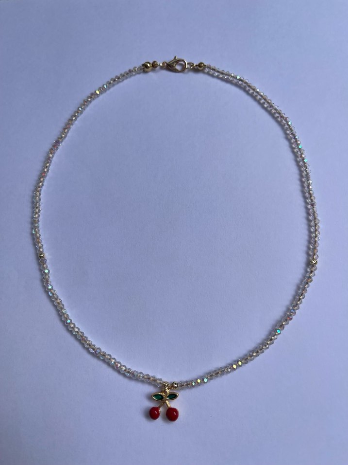 Kristal boncuklu kiraz kolye - Görsel 2