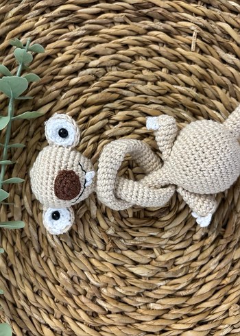 Bej ve Gri Örgü Peluş Oyuncak - Görsel 4