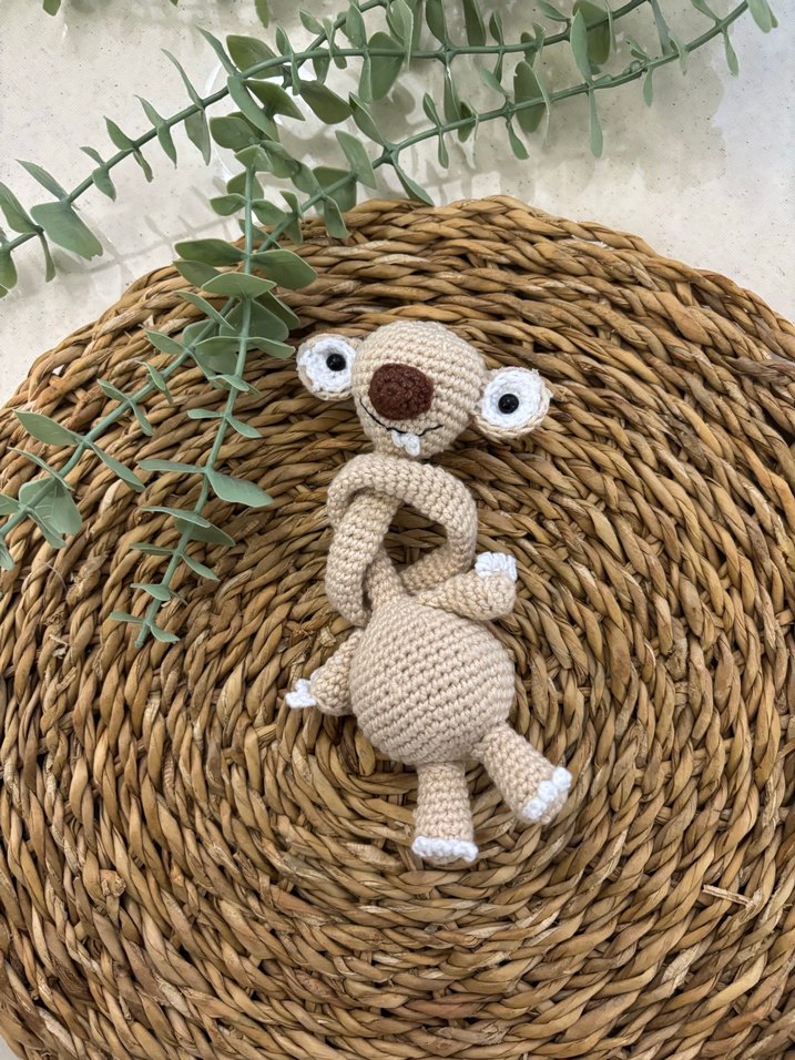 Bej ve Gri Örgü Peluş Oyuncak - Görsel 5