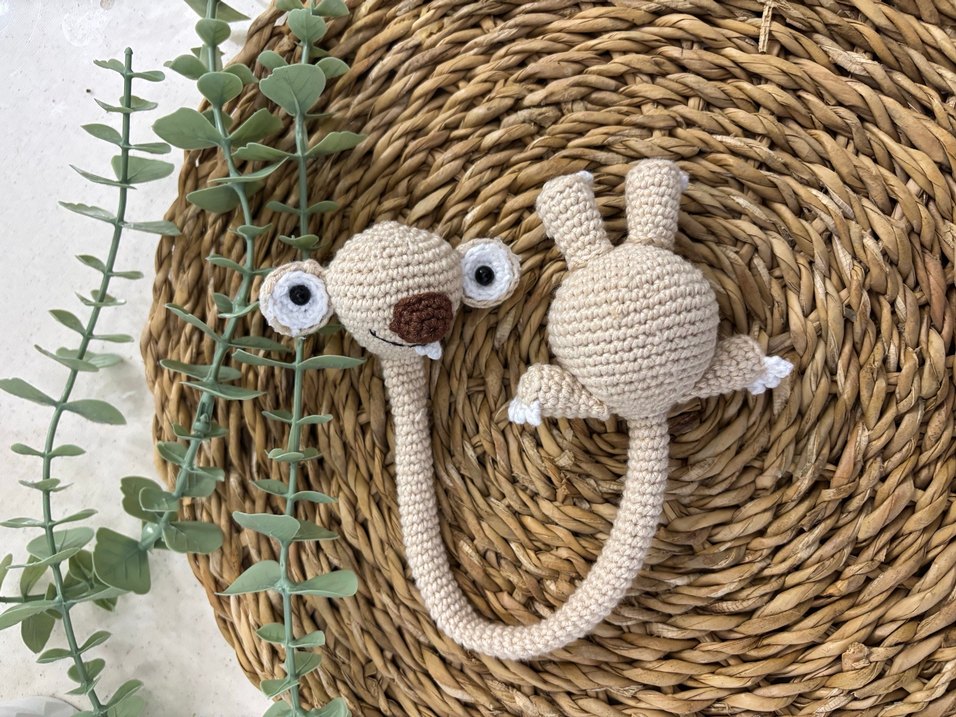 Bej ve Gri Örgü Peluş Oyuncak - Görsel 3