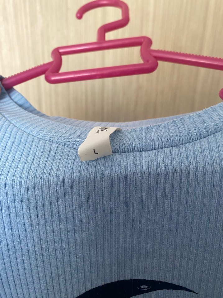 Mavi Kısa Kollu Pamuklu Tişört - Görsel 4