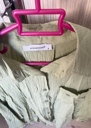 Yeşil Keten Rahat Kesim Kadın Gömlek - Görsel 4