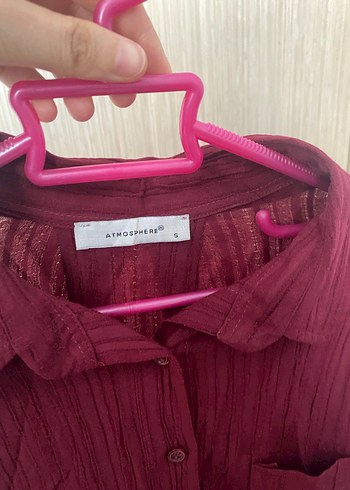 Bordo Düğmeli Kadın Keten Gömlek - Görsel 4