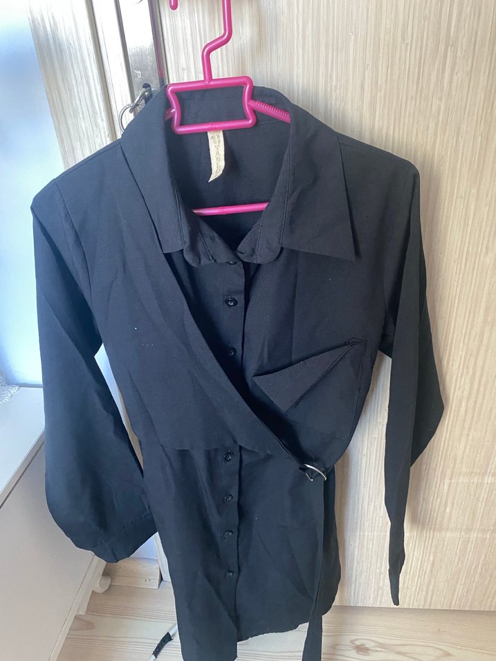 Siyah Kemerli Strappy Kadın Gömlek - Görsel 2