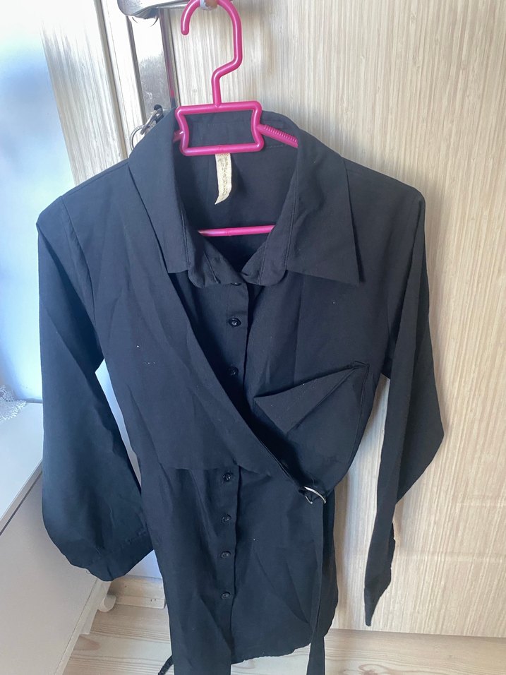 Siyah Kemerli Strappy Kadın Gömlek - Görsel 3