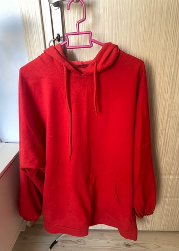 Kadın Kırmızı Salaş Sweatshirt - Görsel 3