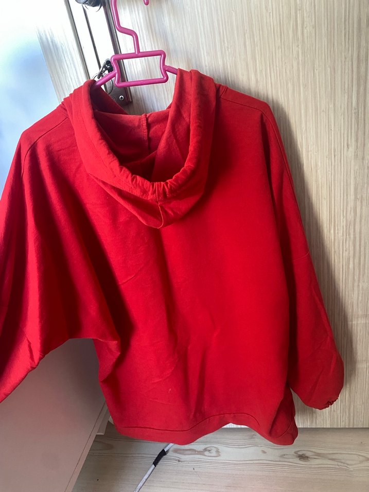 Kadın Kırmızı Salaş Sweatshirt - Görsel 2