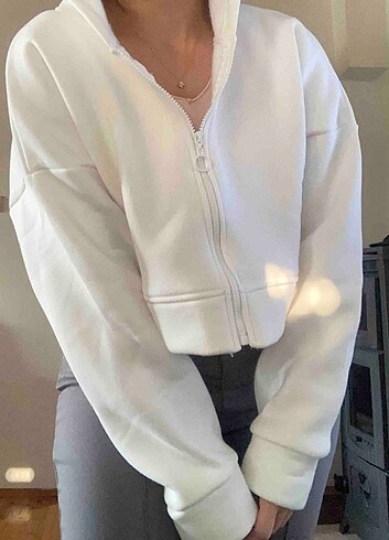s Beden beyaz Renk Beyaz Crop Hırka