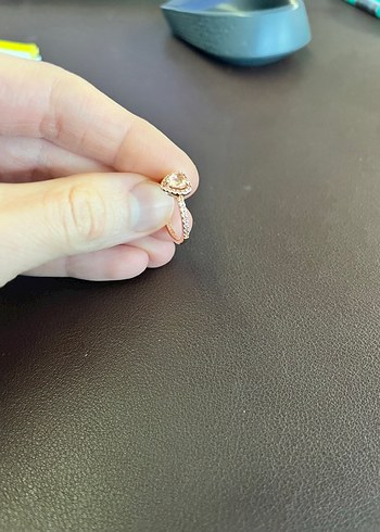 Pembe Kalp Taşlı Minimalist Kadın Yüzük - Görsel 5