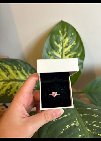 Pembe Kalp Taşlı Minimalist Kadın Yüzük - Görsel 3