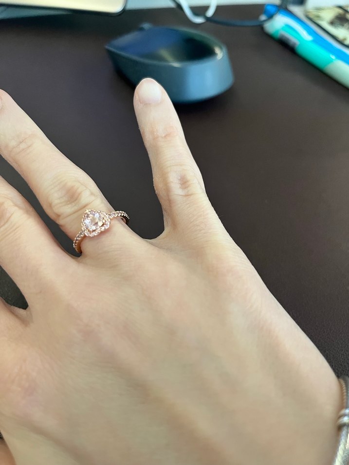 Pembe Kalp Taşlı Minimalist Kadın Yüzük - Görsel 2