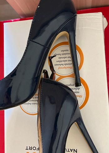 37 Beden Kadın Parlak Lacivert Stiletto Topuklu