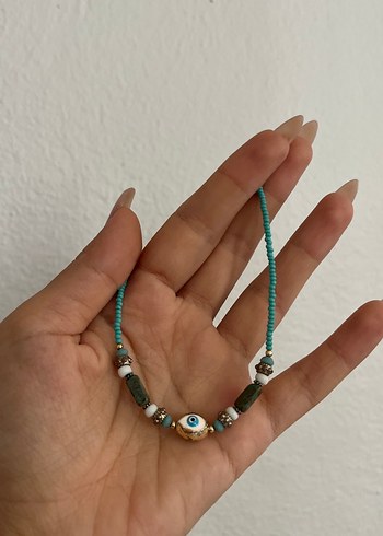 Diğer Turkuaz Boncuklu Mini Bohem Kadın Kolye