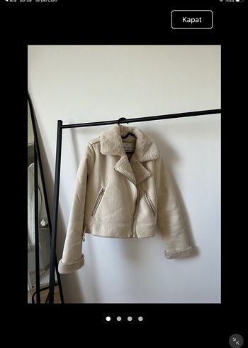 Stradivarius Ekru Peluslu Biker Ceket Ve Mont