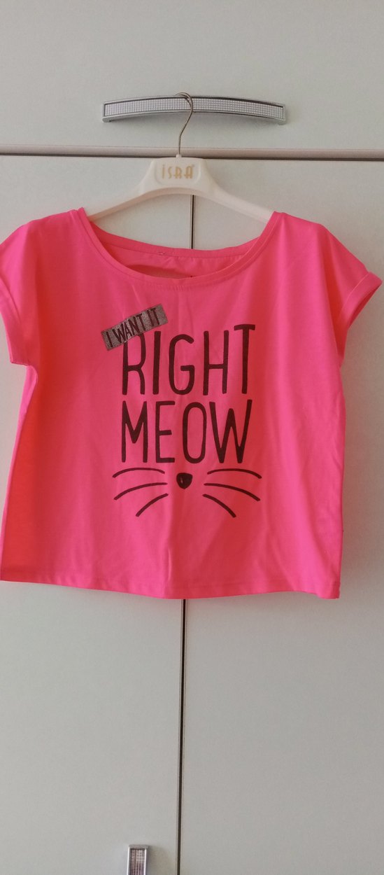 Kız Çocuk Pembe Baskılı Kısa Kollu Tişört - Görsel 2