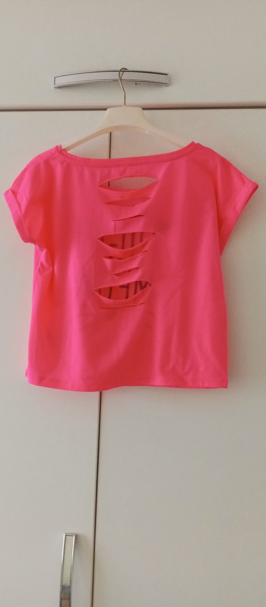 Kız Çocuk Pembe Baskılı Kısa Kollu Tişört - Görsel 4