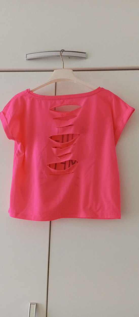 Kız Çocuk Pembe Baskılı Kısa Kollu Tişört - Görsel 5