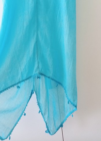 Turkuaz Uzun Dökümlü Bohem Pareo - Görsel 5