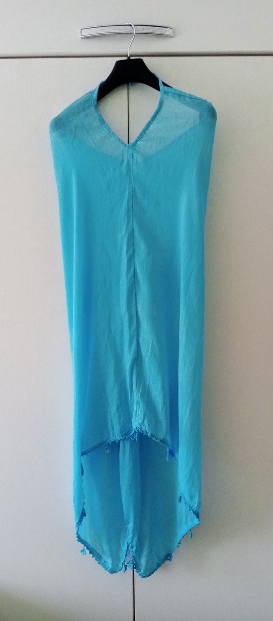 Turkuaz Uzun Dökümlü Bohem Pareo - Görsel 3