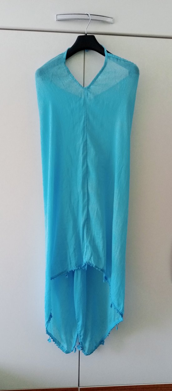 Turkuaz Uzun Dökümlü Bohem Pareo - Görsel 2