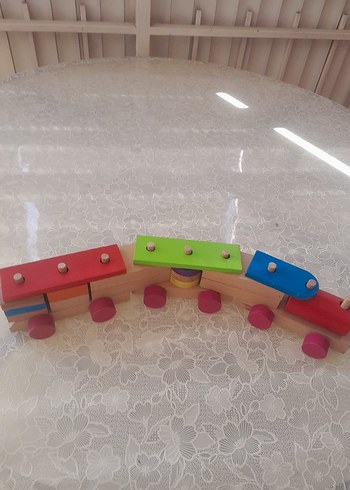 Renkli Ahşap Eğitici yap boz Tren Oyuncağı