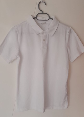 LCW Beyaz ve mavi Erkek Çocuk Kısa Kollu Polo Tişört