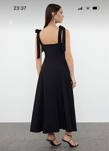 Siyah A Kesim Elbise - Görsel 5