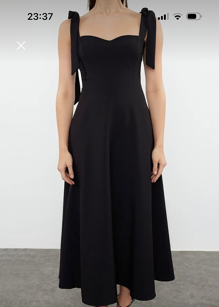 Siyah A Kesim Elbise - Görsel 3