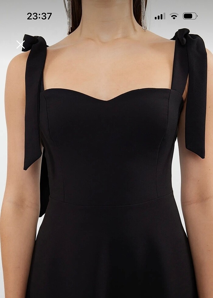 Siyah A Kesim Elbise - Görsel 4