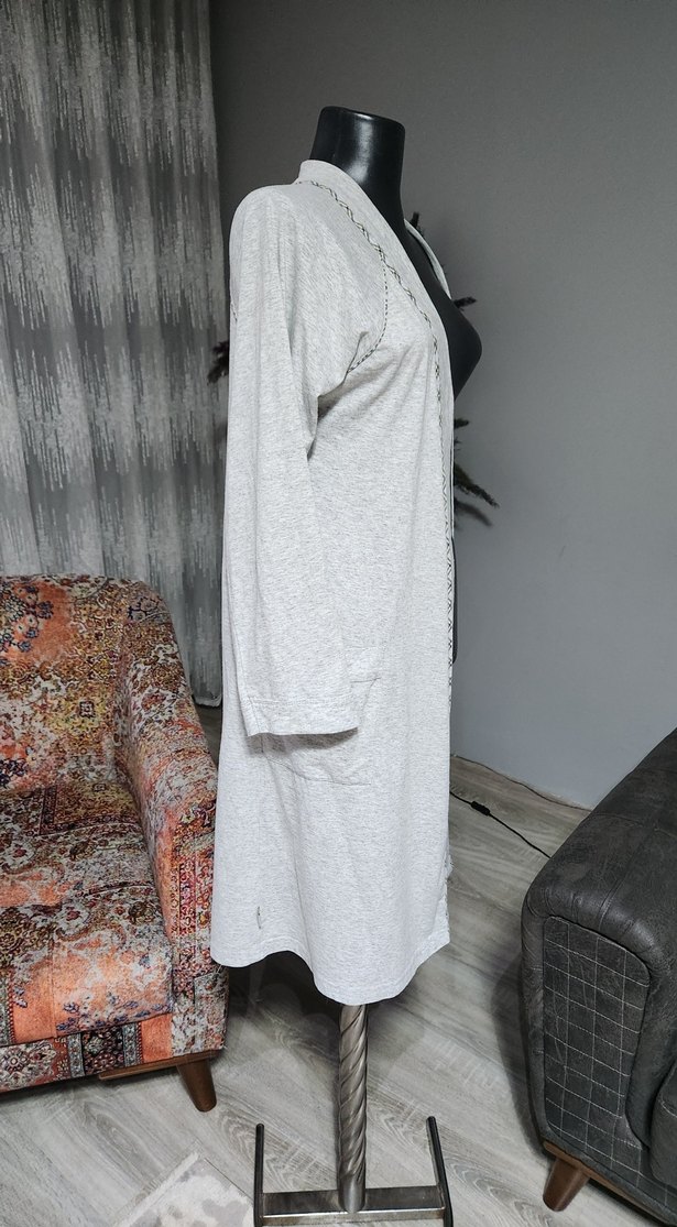 Gri Uzun sabahlik - Görsel 5
