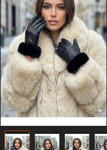 Siyah Kürklü Deri Kadın Eldiven - Görsel 3