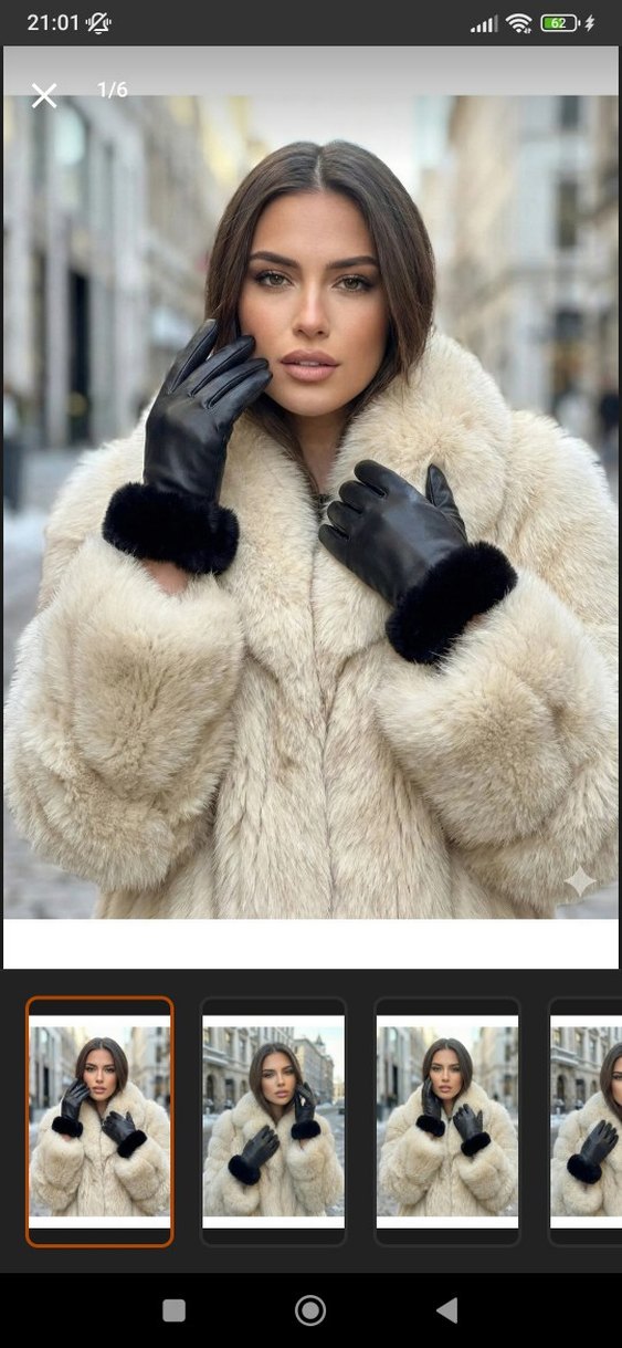 Siyah Kürklü Deri Kadın Eldiven - Görsel 3