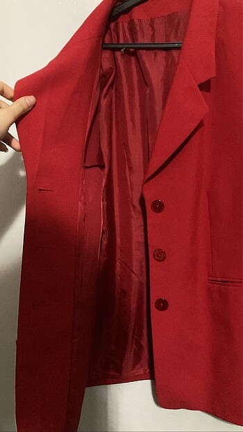 l Beden Oversize kırmızı blazer ceket