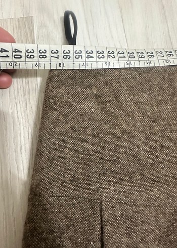 Kahverengi Vintage Yün Pilili Midi Etek - Görsel 3