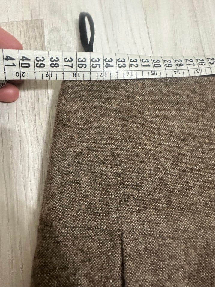 Kahverengi Vintage Yün Pilili Midi Etek - Görsel 3