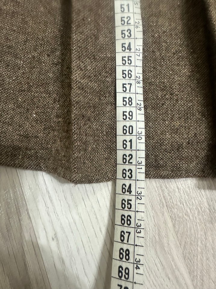 Kahverengi Vintage Yün Pilili Midi Etek - Görsel 4