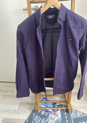 Mor Erkek Uzun Kollu Düğmeli Gömlek - Görsel 2