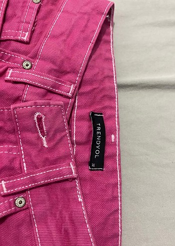 xs Beden Parlak Pembe Regular Fit Kadın Kot Pantolon