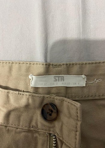 32 Beden Bej Rahat Kesim Midi Keten Kadın Pantolon