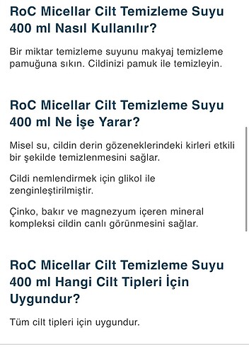 Roc Roc miceller cilt temizleme suyu