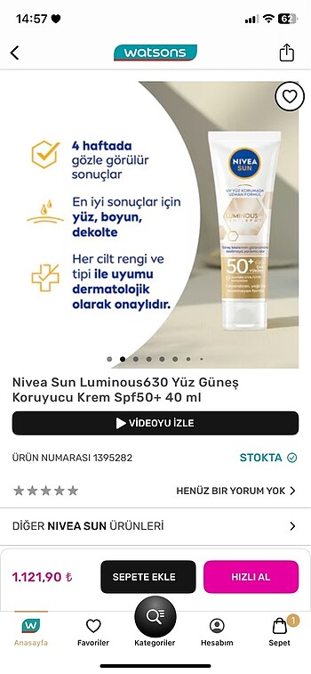 Nivea Nivea güneş kremi