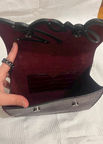 Bordo Yılan Desenli Deri Kadın Çanta - Görsel 2