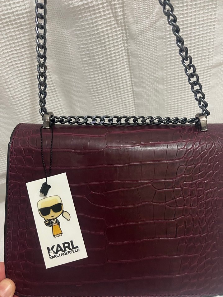 Bordo Yılan Desenli Deri Kadın Çanta - Görsel 4