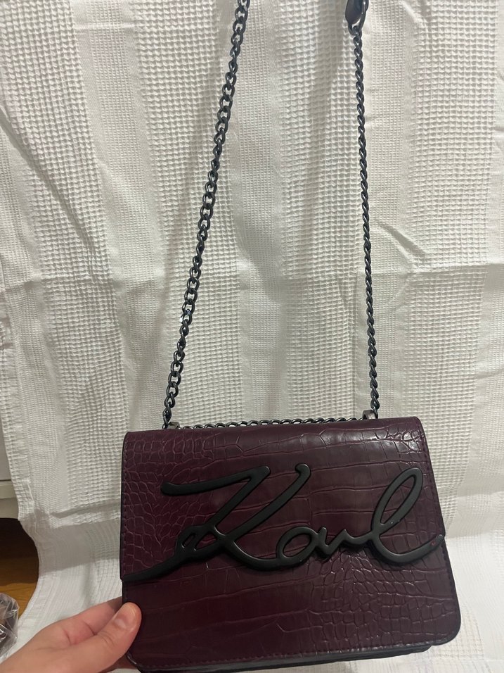 Bordo Yılan Desenli Deri Kadın Çanta - Görsel 3