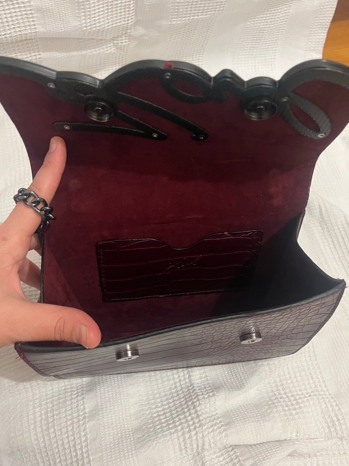 Bordo Yılan Desenli Deri Kadın Çanta - Görsel 2