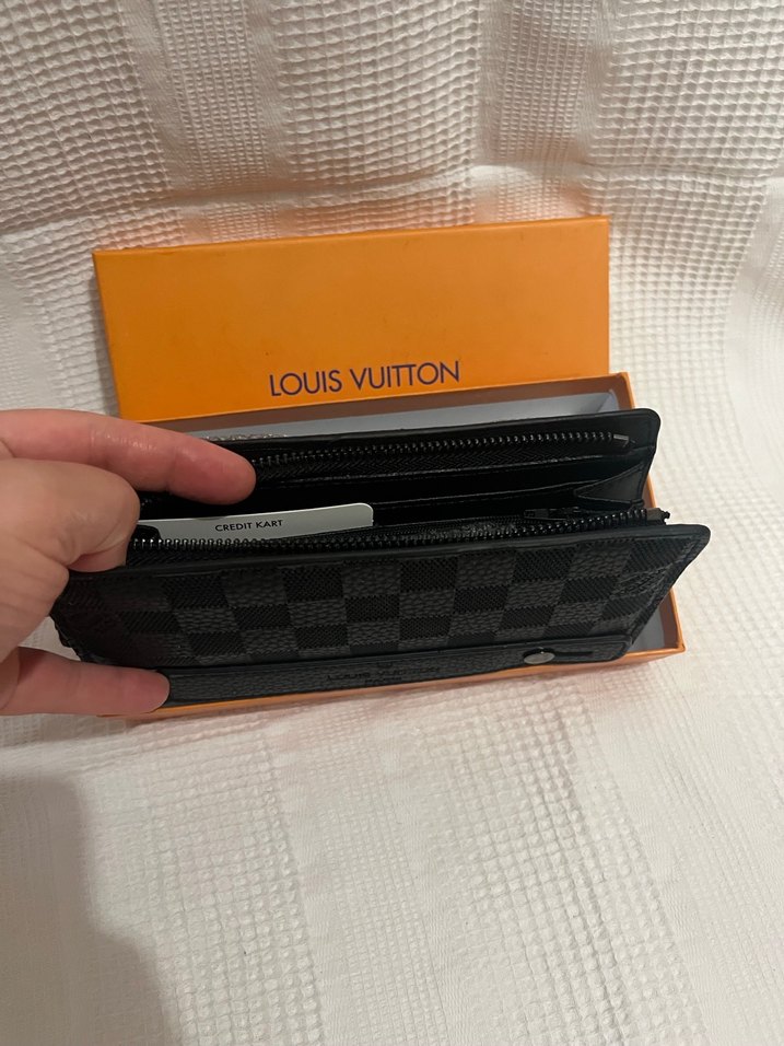 Erkek Siyah Deri Kareli Tokalı Cüzdan - Görsel 3