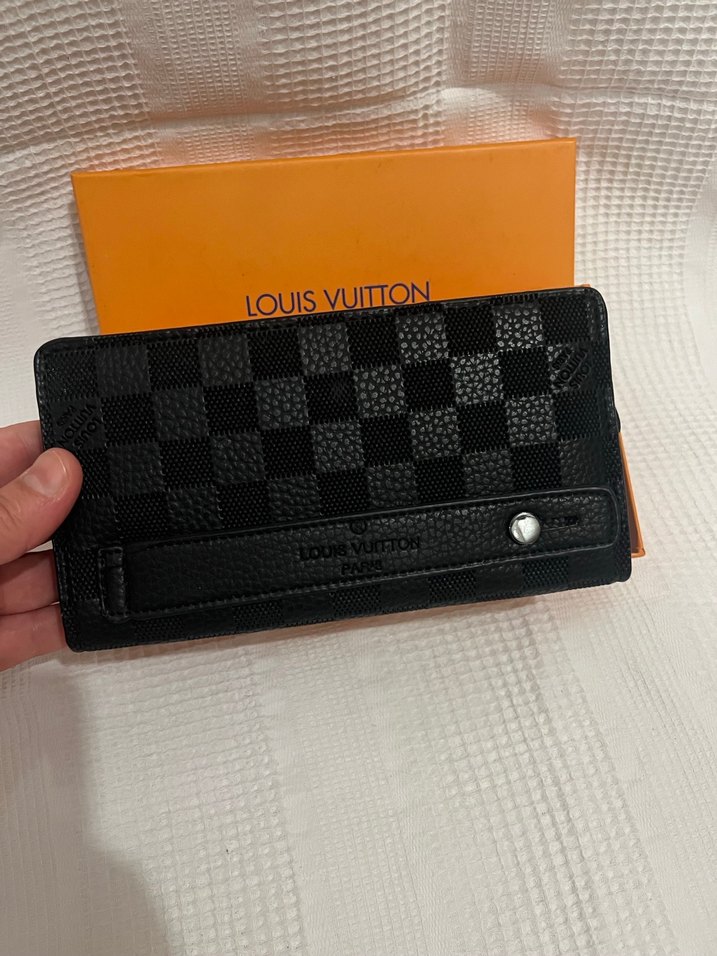 Erkek Siyah Deri Kareli Tokalı Cüzdan - Görsel 2